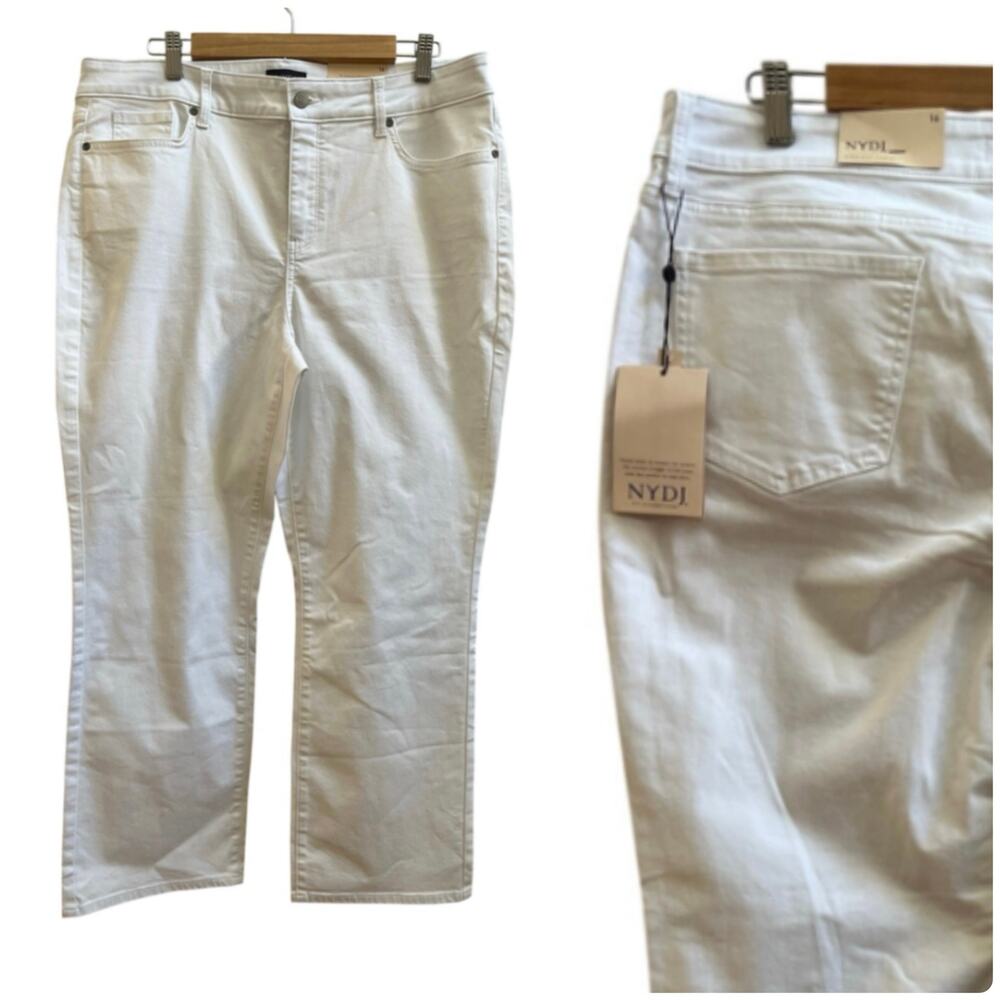 NYDJ Marilyn Straight Ankle New Size 16 White Denim Jean 26.5 Inch Inseam